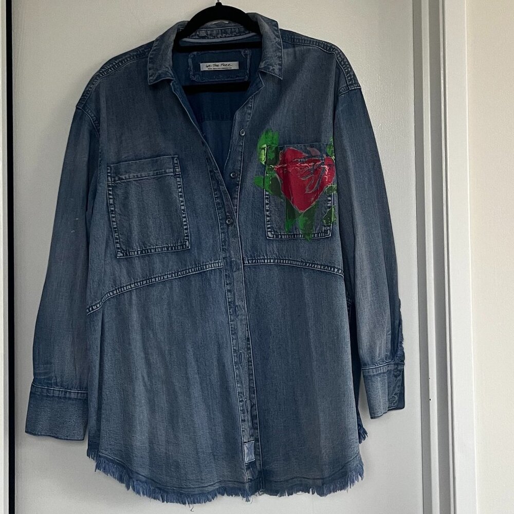 Free People Rose Garden Denim Overshirt